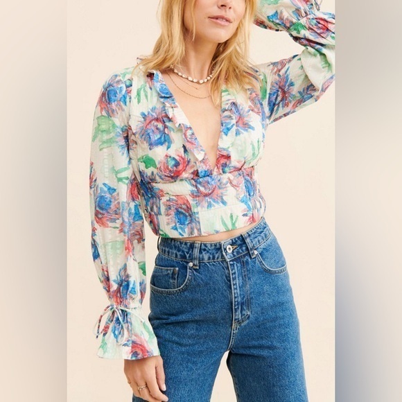 Anthropologie Tops - Anthropologie Floral Banded Blouse Size XS